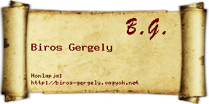 Biros Gergely névjegykártya